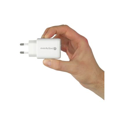 7. EVERACTIVE ŁADOWARKA SIECIOWA 1 X USB QUICK CHARGE 3.0 ORAZ 1 X USB-C PD PPS 25W BIAŁA SC-370Q