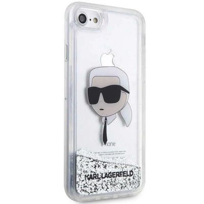 4. Etui Karl Lagerfeld Glitter Karl's Head na iPhone 7 / 8 / SE 2020 / SE 2022 - srebrne