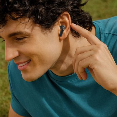 6. Słuchawki bezprzewodowe Acefast W4 dokanałowe TWS z funkcją podstawki na telefon - czarne