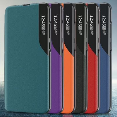 3. Eco Leather View Case elegancki futerał etui z klapką i funkcją podstawki Samsung Galaxy A72 4G czerwony