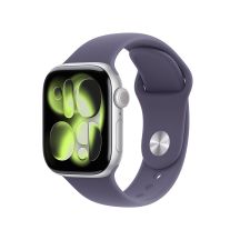 Apple Watch Series 11 GPS 42mm Srebrna aluminiowa koperta z fioletowym paskiem sportowym Fog - M/L