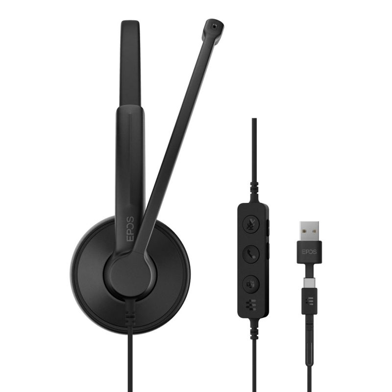 10. Słuchawki nauszne przewodowe EPOS IMPACT 100 MS Stereo USB-C + USB-A