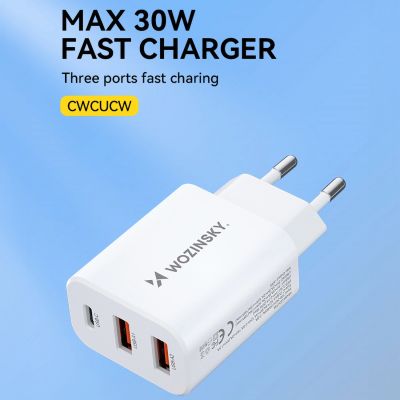 6. Ładowarka sieciowa Wozinsky CWCUCW 30W USB-C / 2 x USB-A - biała