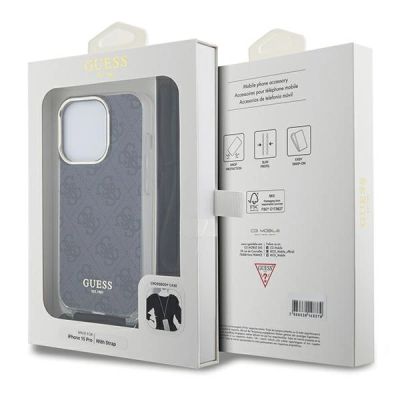 7. Etui Guess Crossbody Cord 4G Print na iPhone 15 Pro - czarne