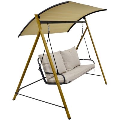 3. HUŚTAWKA OGRODOWO BALKONOWA 2 OSOBOWA 194x136x173CM PIASKOWA