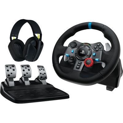 15. Logitech G 991-000539 kontroler gier Aluminium, Czarny USB Kierownica + pedały + zestaw słuchawkowy PC, PlayStation 4, PlayStation 5, Playstation 3