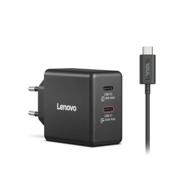3. Ładowarka sieciowa Lenovo G0A6065BEU GaN 2x USB-C 65W czarna