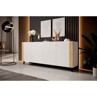 3. Komoda FARO 200x42x82 biały mat + dąb craft