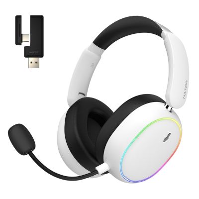 12. Słuchawki dla graczy Hator Phoenix 2 Wireless bezprzewodowe białe