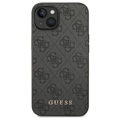 3. Etui Guess 4G Metal Gold Logo na iPhone 14 Plus / 15 Plus - szare