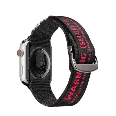 2. Dux Ducis Strap (Outdoor Version) pasek Apple Watch Ultra, SE, 9, 8, 7, 6, 5, 4, 3, 2, 1 (49, 45, 44, 42 mm) nylonowa opaska bransoleta czarno-czerwony