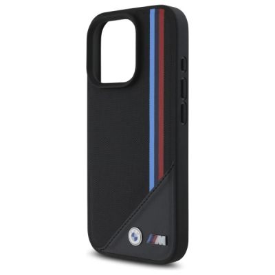 6. Etui BMW M Meshed Tricolor Stripes MagSafe na iPhone 16 Pro Max - czarne