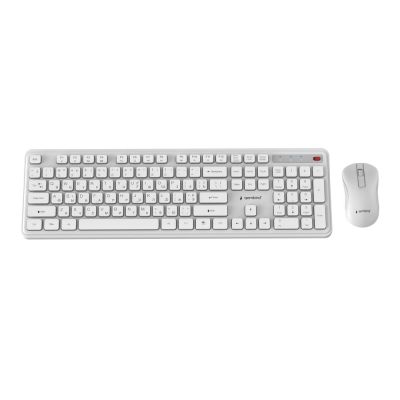 2. GEMBIRD BEZPRZEWODOWY ZESTAW KLAWIATURY + MYSZ SLIM PRO BUSINESS NA BIURKO,BIAŁY, UKŁAD RU