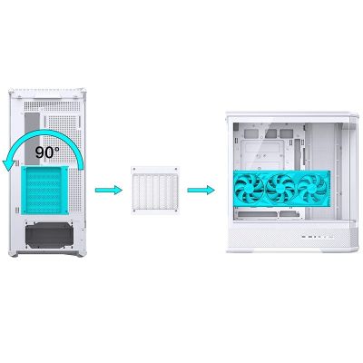 14. Obudowa PC Jonsbo D400, Midi Tower, ATX, Szkło Hartowane - biała