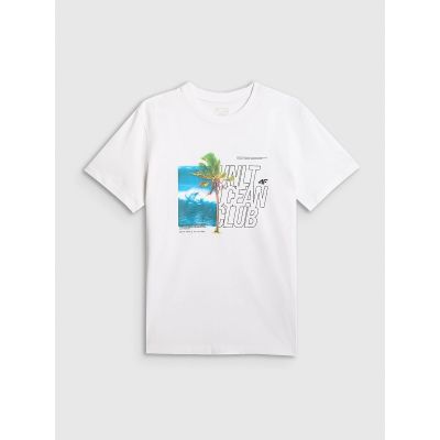 5. T-shirt regular z nadrukiem męski 4F 4FRSS26TTSHM4303-10S