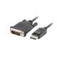 2. Kabel Lanberg CA-DPDV-10CU-0018-BK (DisplayPort M - DVI-D M; 1,8m; kolor czarny)