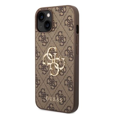 2. Etui Guess 4G Big Metal Logo do iPhone 15 - brązowe