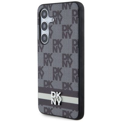 3. Etui DKNY Leather Checkered Mono Pattern & Printed Stripes na Samsung Galaxy S24+ - czarne