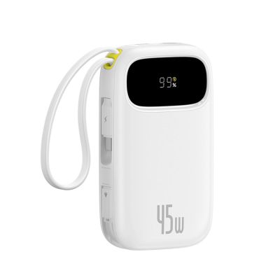 2. Powerbank Baseus EnerFill FC31 QPow3 10000mAh 45W z wyświetlaczem cyfrowym z 2 wbudowanymi kablami USB-C - biały