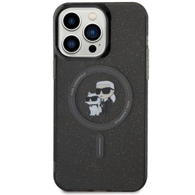 3. Etui Karl Lagerfeld Karl&Choupette Glitter MagSafe na iPhone 15 Pro Max - czarne
