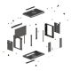 21. Szafa instalacyjna rack wisząca 19" 6U 540x350 czarna drzwi przeszklone LANBERG (Flat Pack)
