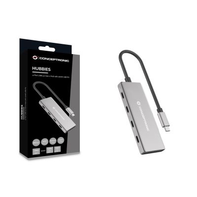 7. Conceptronic HUBBIES16G huby i koncentratory USB 3.2 Gen 2 (3.1 Gen 2) Type-C 10000 Mbit/s Szary