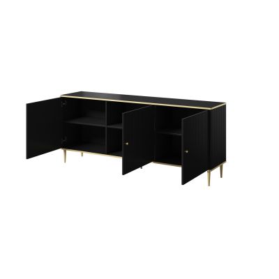 2. Komoda GLAMOUR 180x40x75,5 czarny mat + złoty