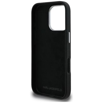 7. Etui Karl Lagerfeld FW Grained Signature Logo na iPhone 16 Pro - czarne