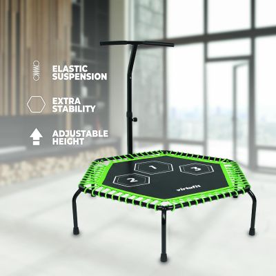 7. VIRTUFIT TRAMPOLINA FITNESS PRO Z UCHWYTEM - CZARNA - 127 CM
