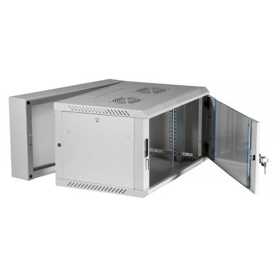 10. Extralink Szafa rack 6U 600x600 AZH Szara montowana na ścianie, dwusekcyjna