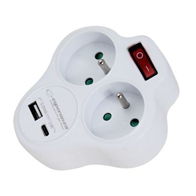 2. ESPERANZA ROZGAŁĘŹNIK ELEKTRYCZNY 2 GN. USB-C USB-A WŁ. BIAŁY ELK311W