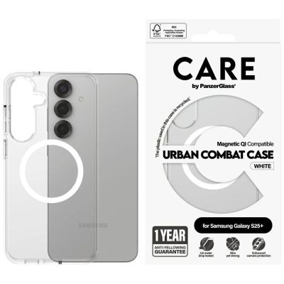 Etui CARE by PanzerGlass Flagship Urban Combat White QI do Samsung Galaxy S25+ - przezroczysty