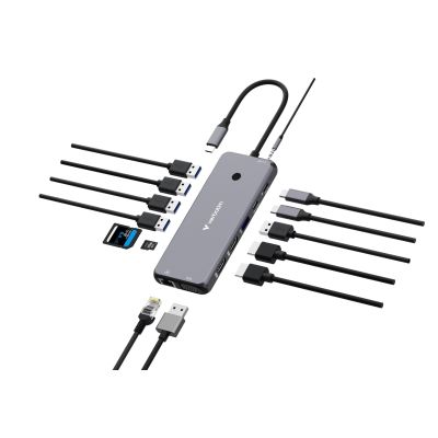 6. Adapter Verbatim CMH-14 USB Type-C 5000 Mbit/s Srebrny
