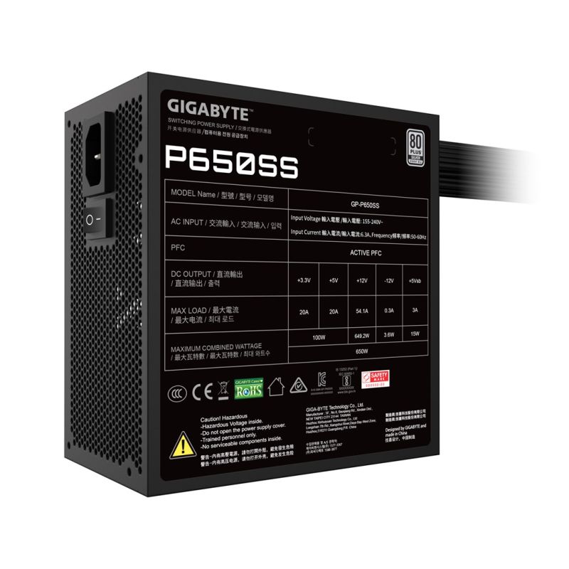 14. GIGABYTE P650SS moduł zasilaczy 650 W 20+4 pin ATX ATX Czarny