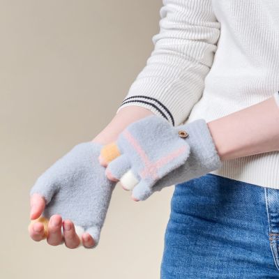 10. Rękawiczki zimowe do telefonu mitenki damskie / dziecięce - szare