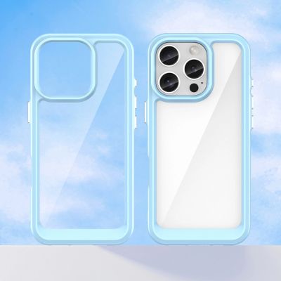 8. Etui Outer Space Case na iPhone 16e / 17e pokrowiec z elastyczną ramką - niebieskie