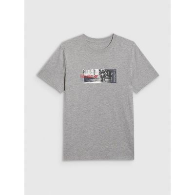 8. T-shirt regular z nadrukiem męski 4F 4FRAW25TTSHM3364-27M