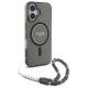 3. Etui Guess IML Glitter With Pearl Strap MagSafe na iPhone 16 - czarne