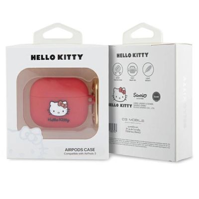 3. Etui Hello Kitty Silicone 3D Kitty Head na AirPods 3 - fuksjowe