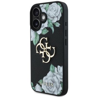 2. Etui Guess Grained Roses Big 4G logo na iPhone 16 - czarne