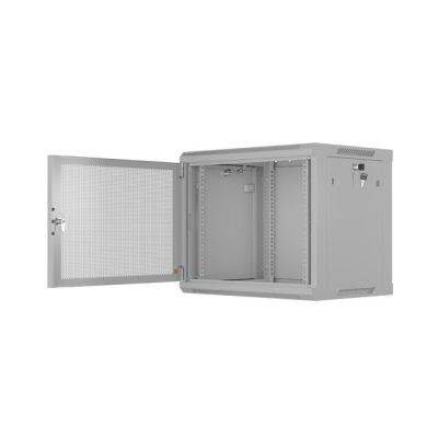 4. Szafa instalacyjna rack wisząca 19" 9U 600X450 szara drzwi perforowane Lanberg (flat pack)