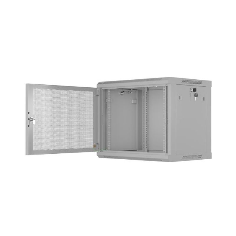 4. Szafa instalacyjna rack wisząca 19" 9U 600X450 szara drzwi perforowane Lanberg (flat pack)