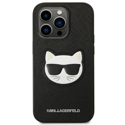 3. Etui Karl Lagerfeld Saffiano Choupette Head Patch na iPhone 14 Pro Max - czarne