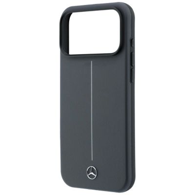 6. Etui Mercedes Leather Semi Wrap with Iconic Line MagSafe na iPhone 18 Pro / 17 Pro - ciemnoszare