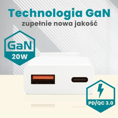 9. EVERACTIVE ŁADOWARKA SIECIOWA 1 X USB, 1 X USB-C QUICK CHARGE 3.0 20W SUPER SLIM BIAŁA SC-340Q