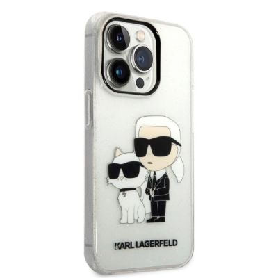 4. Etui Karl Lagerfeld Glitter Karl&Choupette na iPhone 14 Pro - przezroczyste
