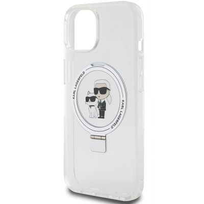 6. Etui Karl Lagerfeld Ring Stand Karl&Choupettte MagSafe na iPhone 15 / 14 / 13 6.1" - białe
