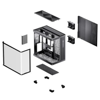 25. Jonsbo TK-4 Gehäuse, Midi-Tower, ATX, Tempered Glass - schwarz