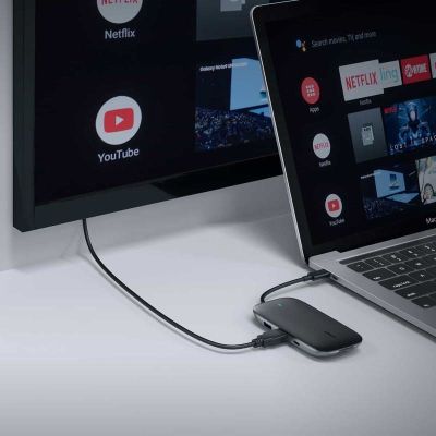 3. AUKEY HUB USB C CB-C71 8W1 RJ45 HDMI 4K PD 100W