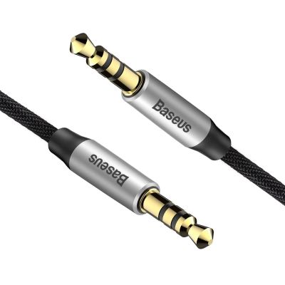 2. Baseus Yiven M30 kabel audio stereo AUX 3,5 mm męski mini jack 1m srebrno-czarny (CAM30-BS1)